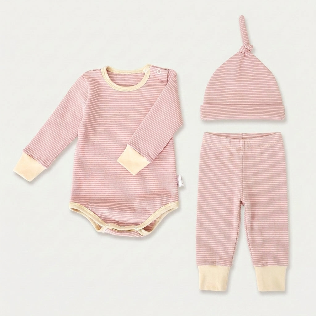 Striped Bodysuit Pants and Hat Set