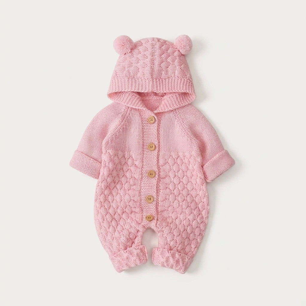 Bear Hood Knitted Romper