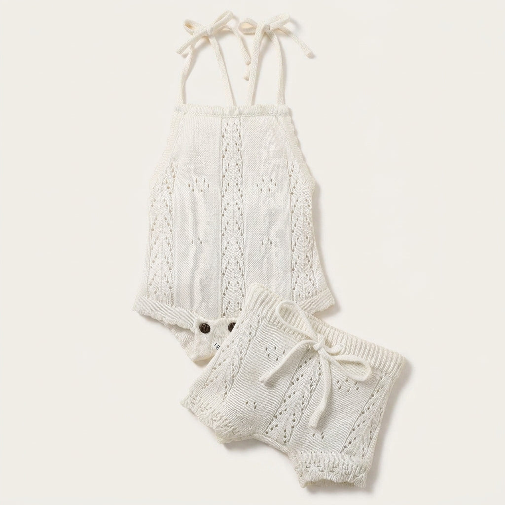 Knitted Romper and Shorts Set