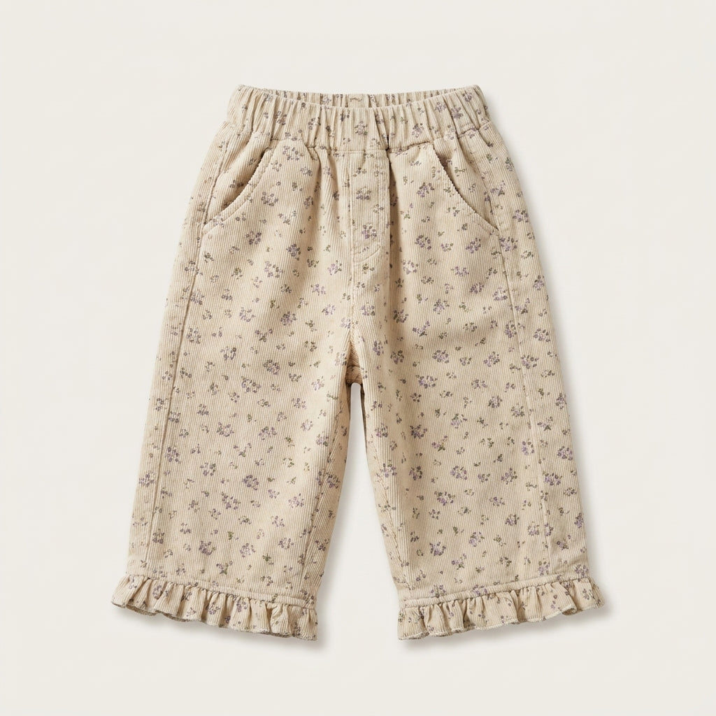 Ruffle Hem Corduroy Pants