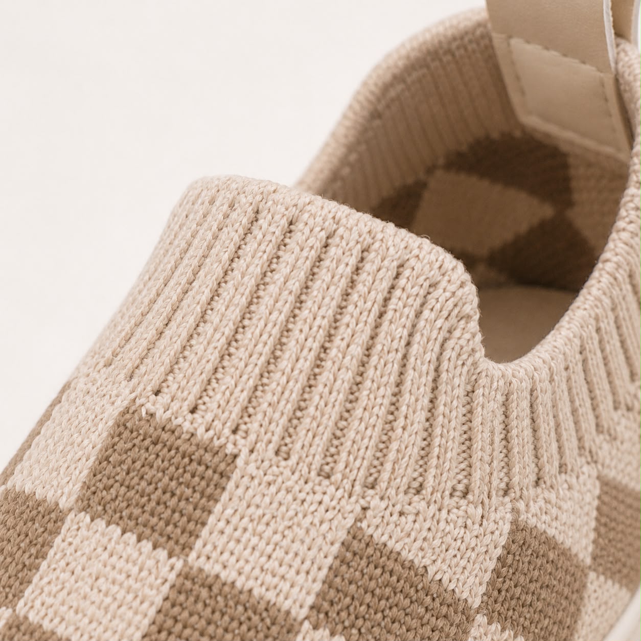 Check Knit Slip-On Shoes