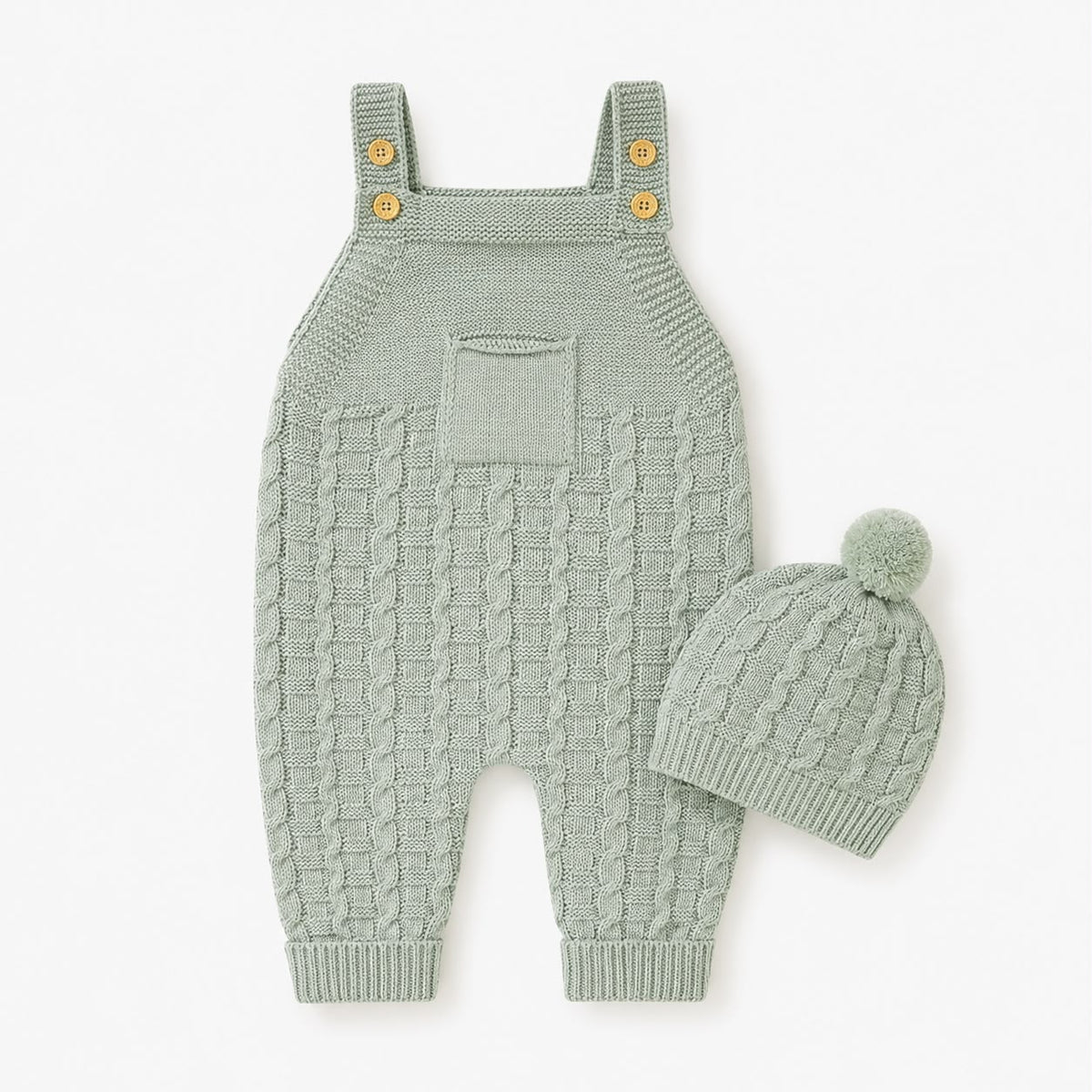 Baby Cable Knit Overall Set