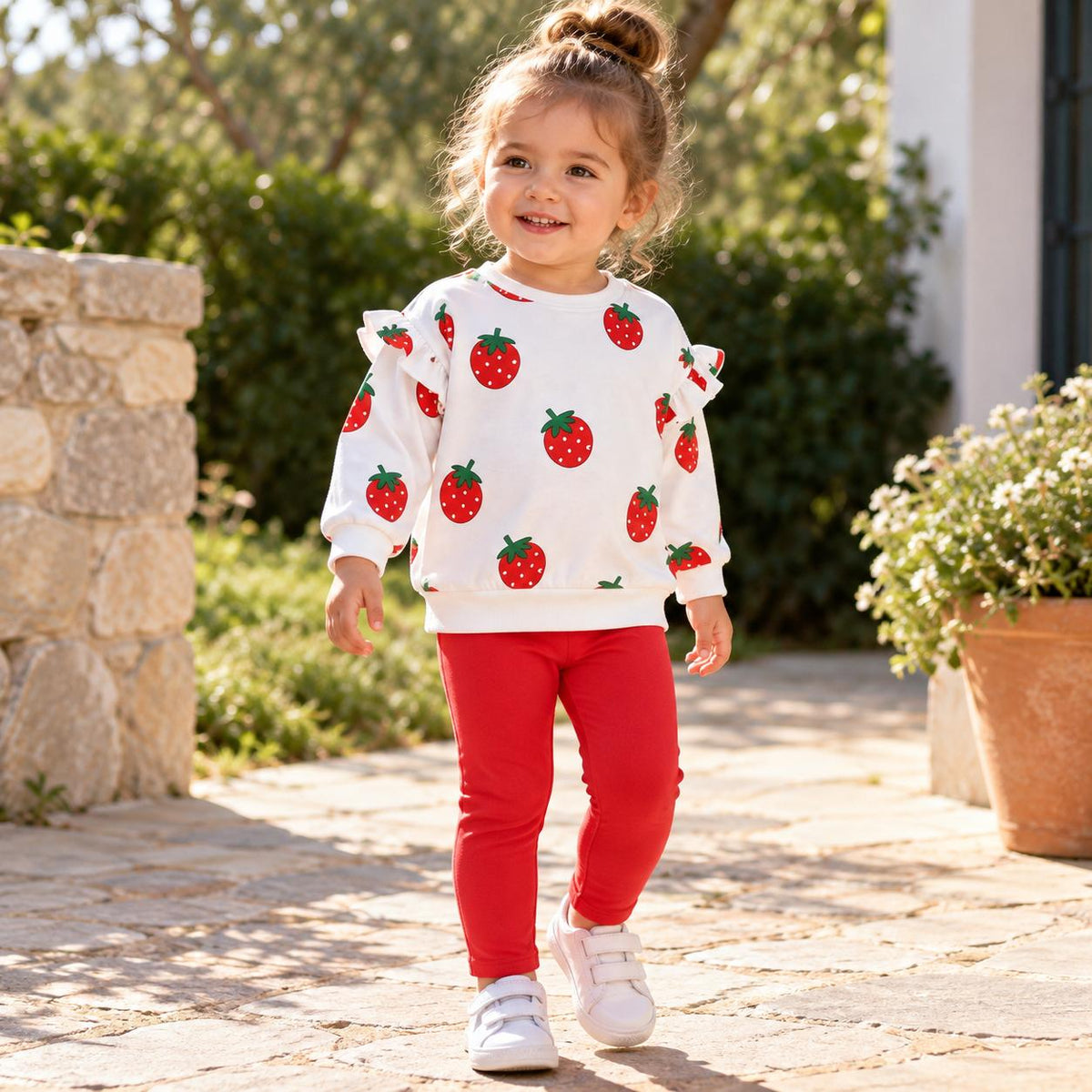 Strawberry Sweatshirt and Leggings Set