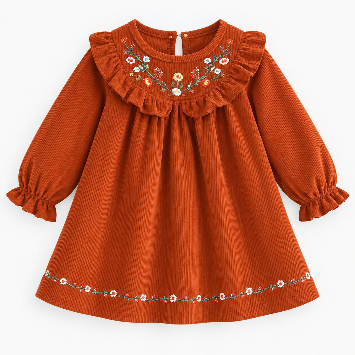 Embroidered Long Sleeve Toddler Dress