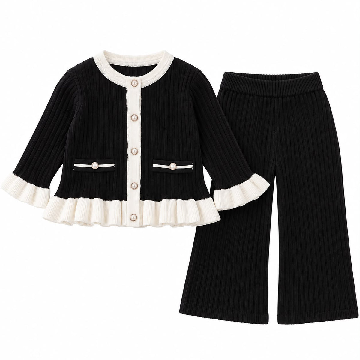 Patch Ribbed Outfit Set