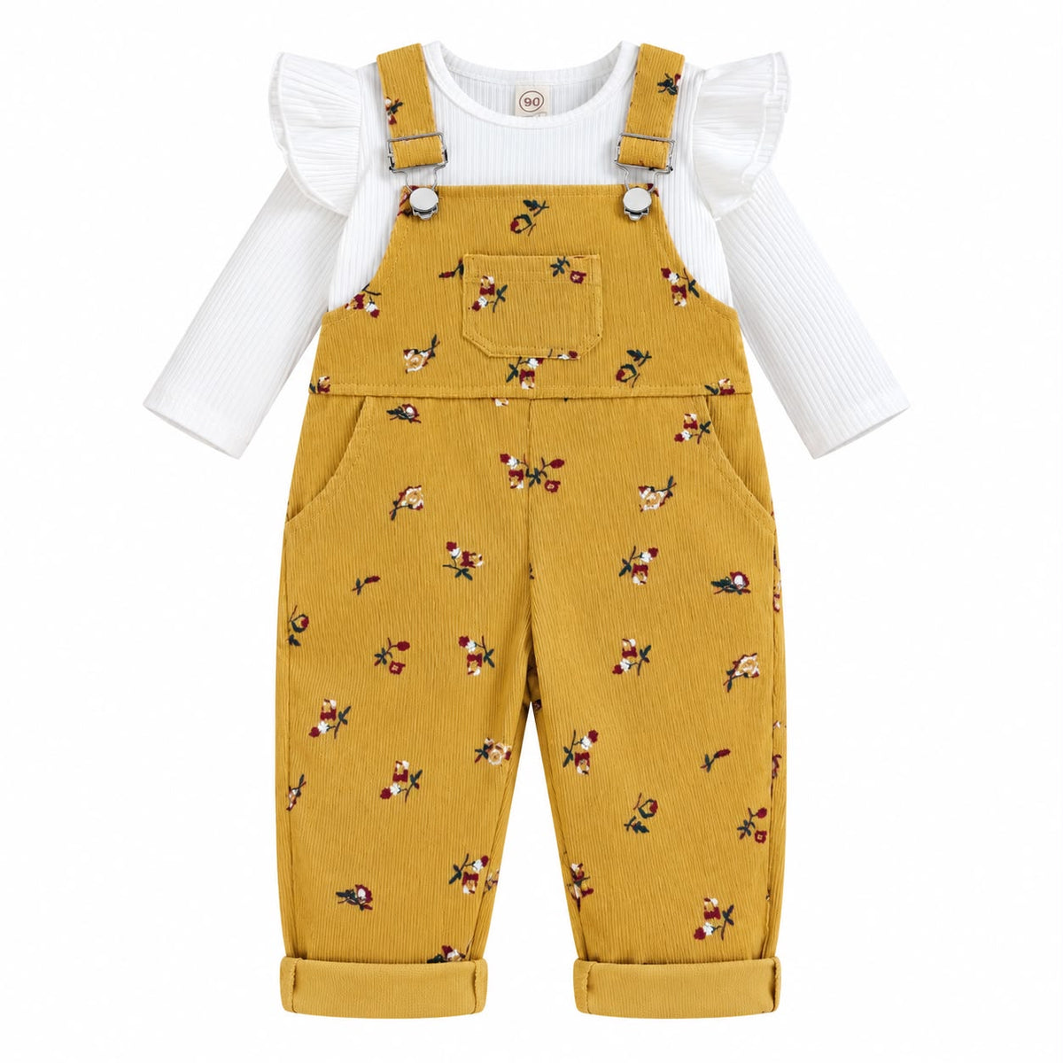 Ribbed Top and Overall Set