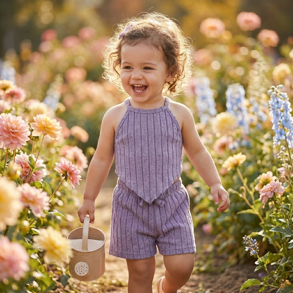 Short Top and Bow Pants Set