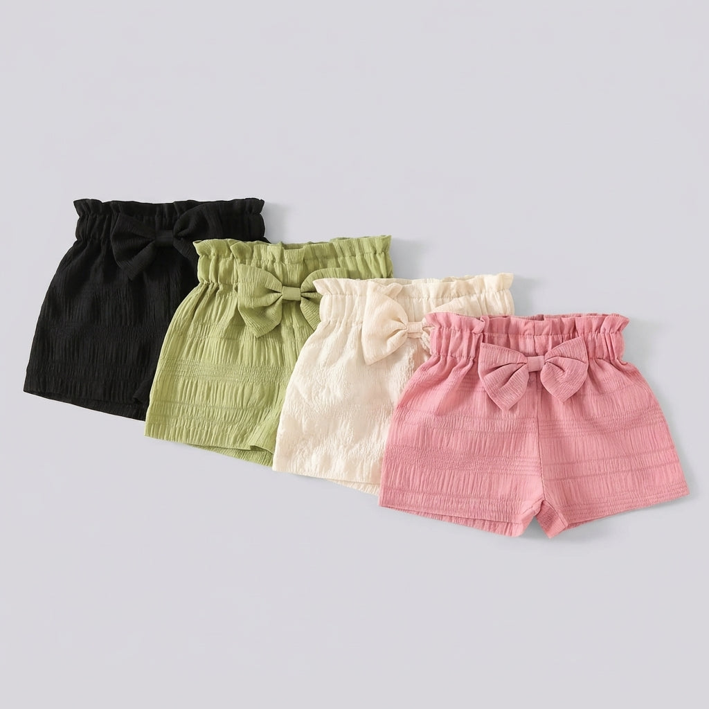 Girls Bow Detail Shorts Set