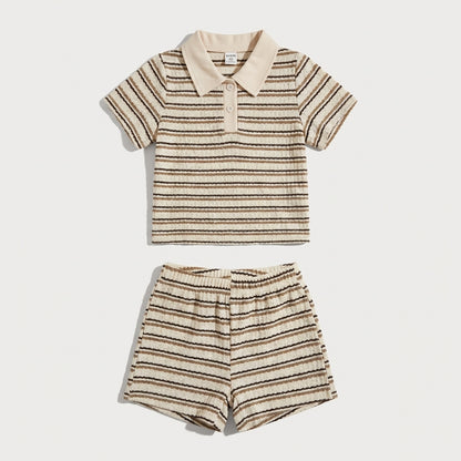 Striped Polo Shirt and Shorts Set
