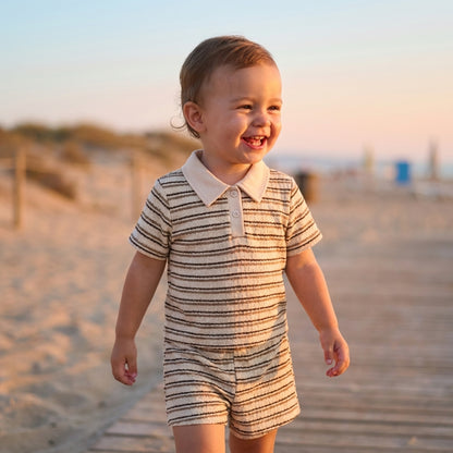 Striped Polo Shirt and Shorts Set