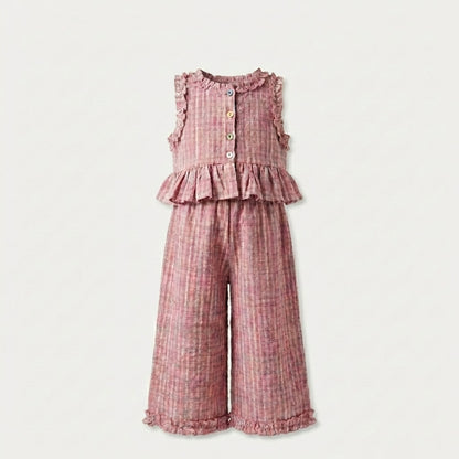 Plaid Ruffle Top and Pants Set