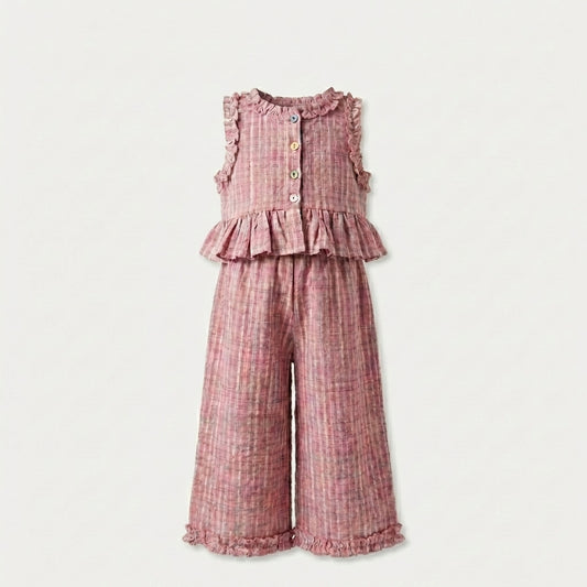 Plaid Ruffle Top and Pants Set