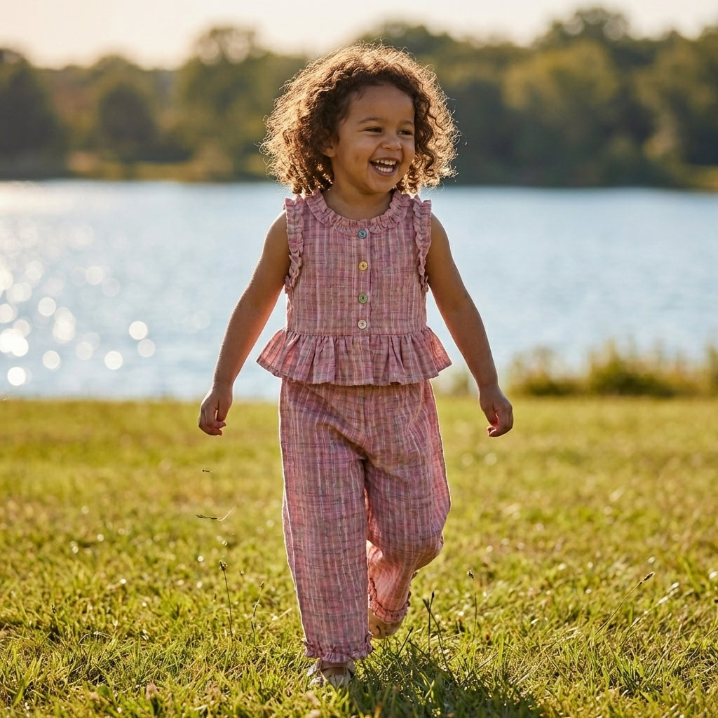 Plaid Ruffle Top and Pants Set