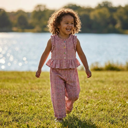 Plaid Ruffle Top and Pants Set