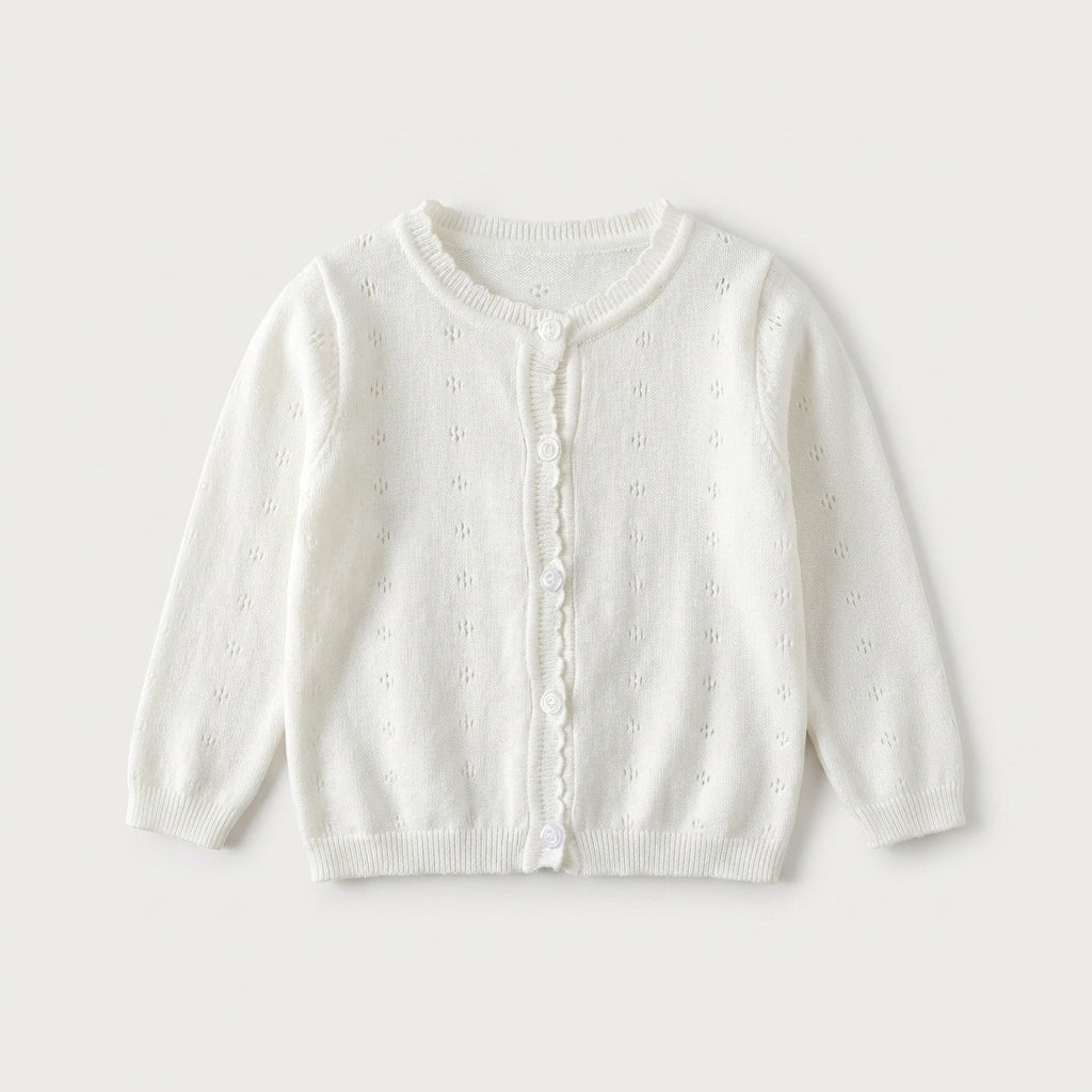 Pointelle Knit Button Cardigan