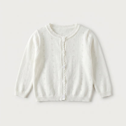 Pointelle Knit Button Cardigan