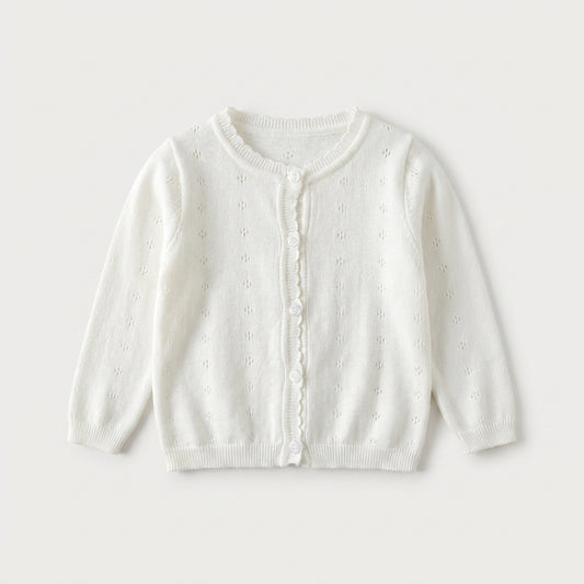 Pointelle Knit Button Cardigan