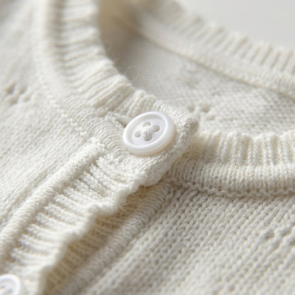 Pointelle Knit Button Cardigan