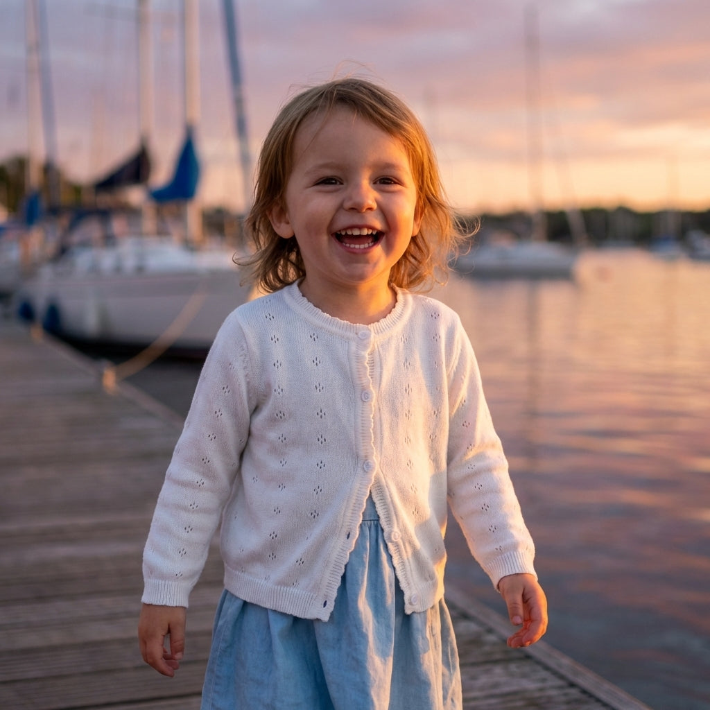 Pointelle Knit Button Cardigan