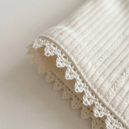 Ribbed Lace Trim T Shirt