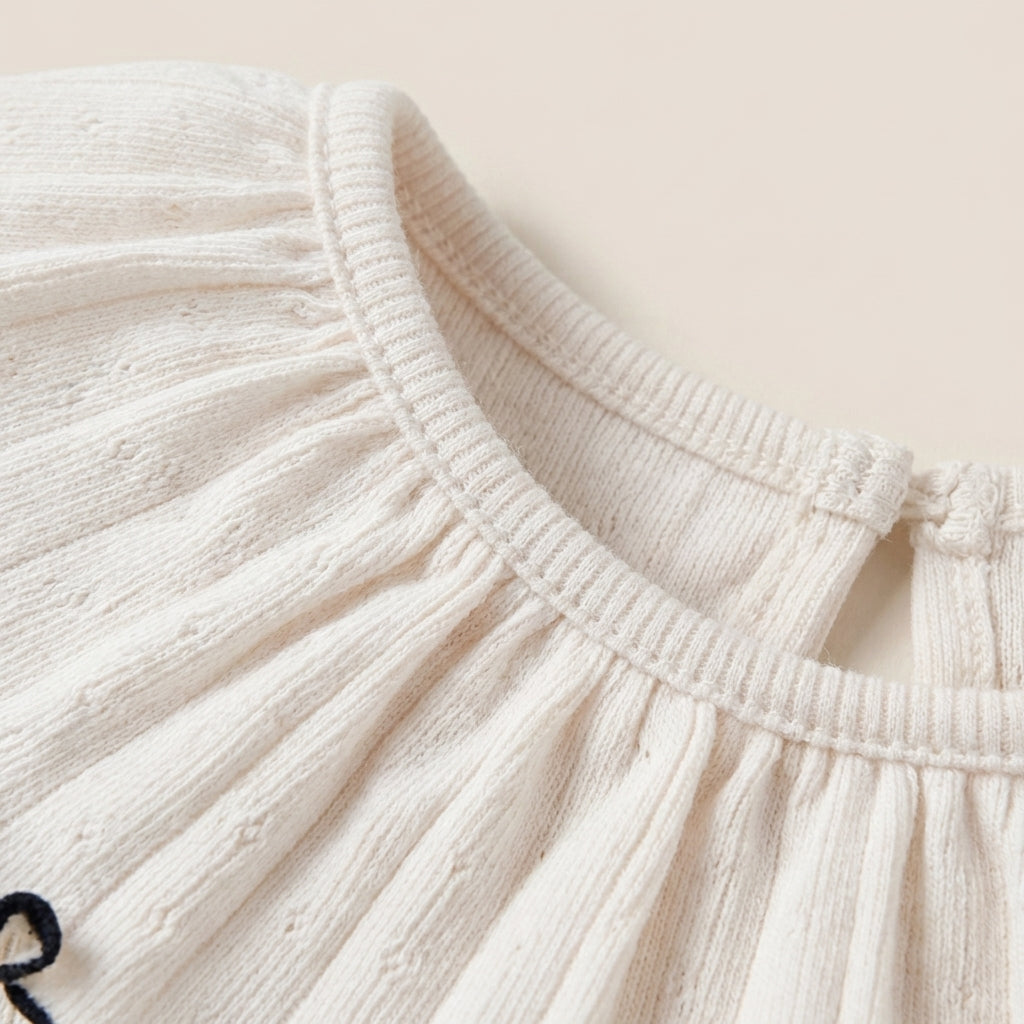Ruffle Collar Cotton T Shirt