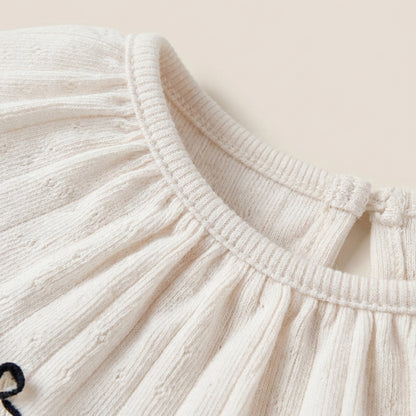 Ruffle Collar Cotton T Shirt