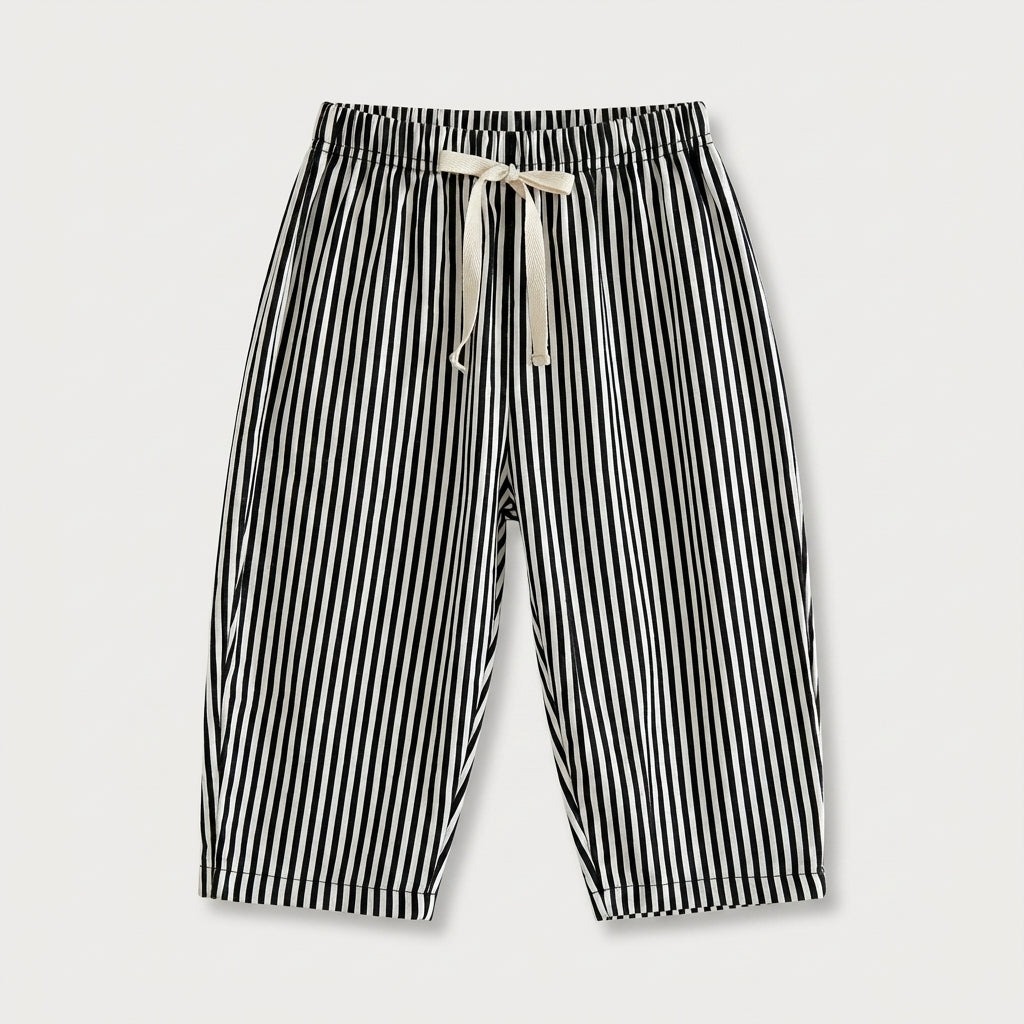 Striped Cotton Drawstring Pants