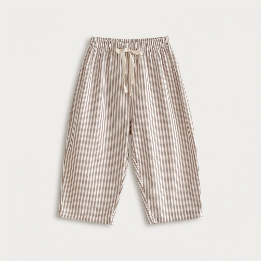 Striped Cotton Drawstring Pants