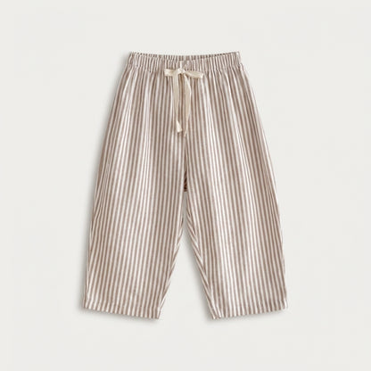 Striped Cotton Drawstring Pants