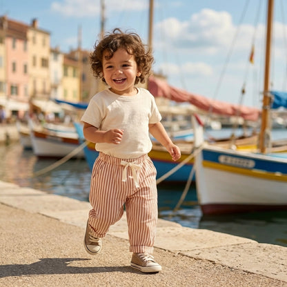 Striped Cotton Drawstring Pants