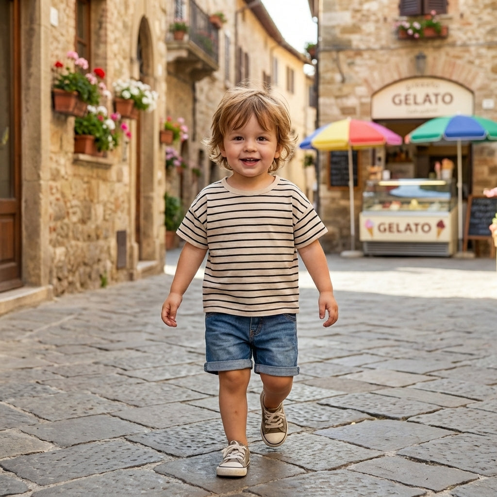 Cotton Stripe Short Sleeve Tee
