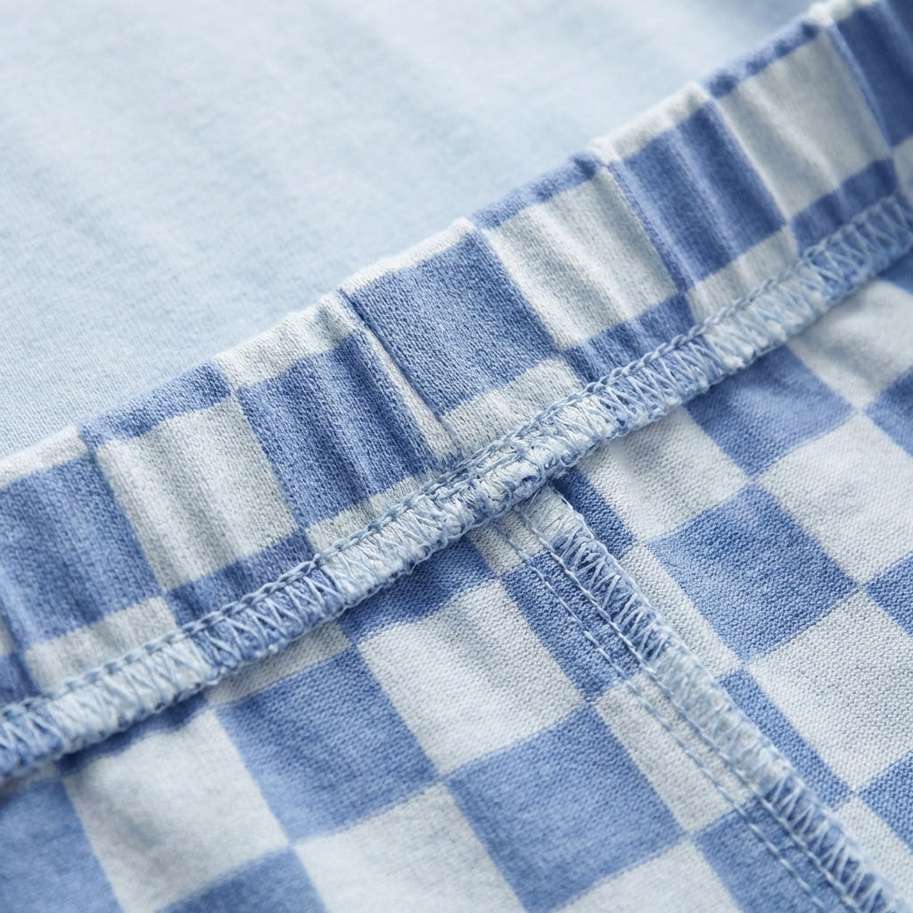 Cotton Tee and Check Shorts Set