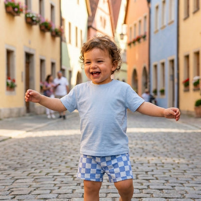 Cotton Tee and Check Shorts Set