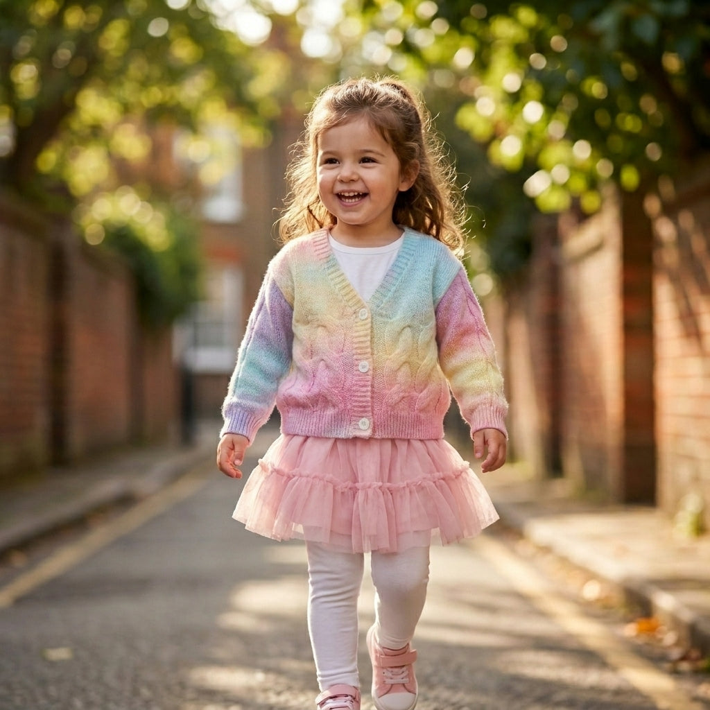 Rainbow Knit Baby Cardigan