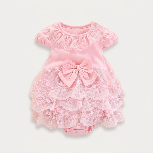Lace Bow Baby Romper
