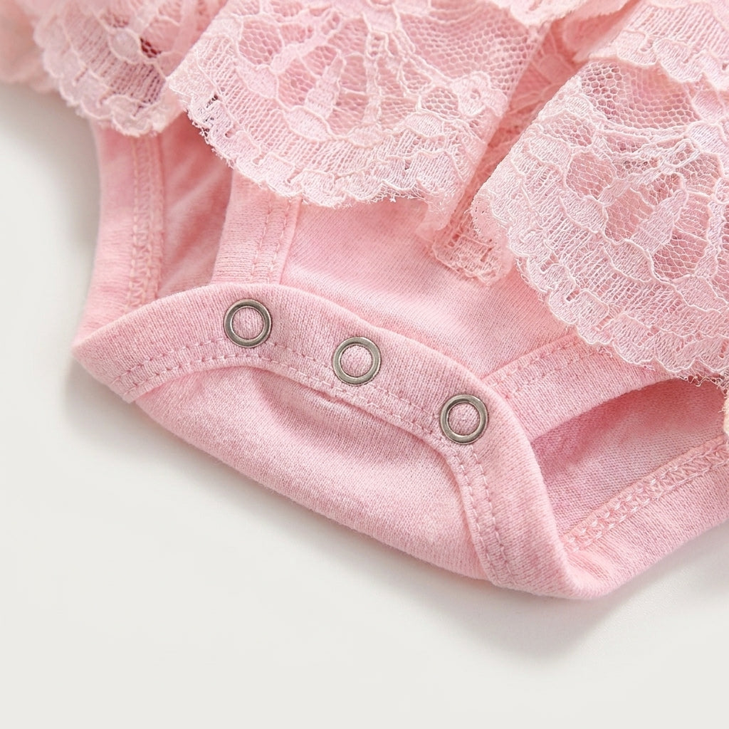 Lace Bow Baby Romper