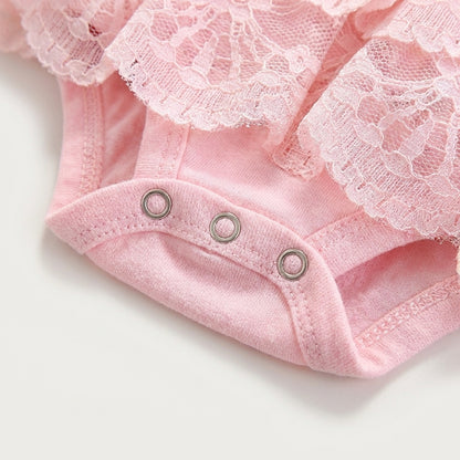 Lace Bow Baby Romper