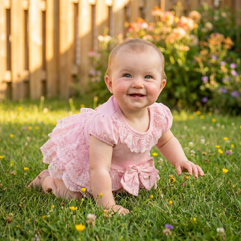 Lace Bow Baby Romper