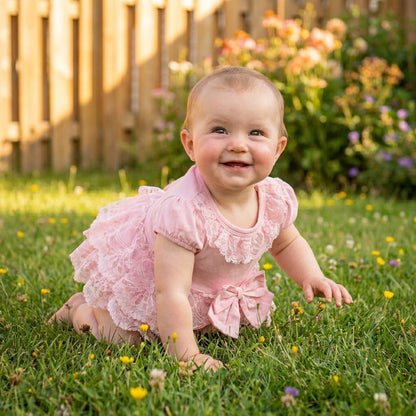 Lace Bow Baby Romper