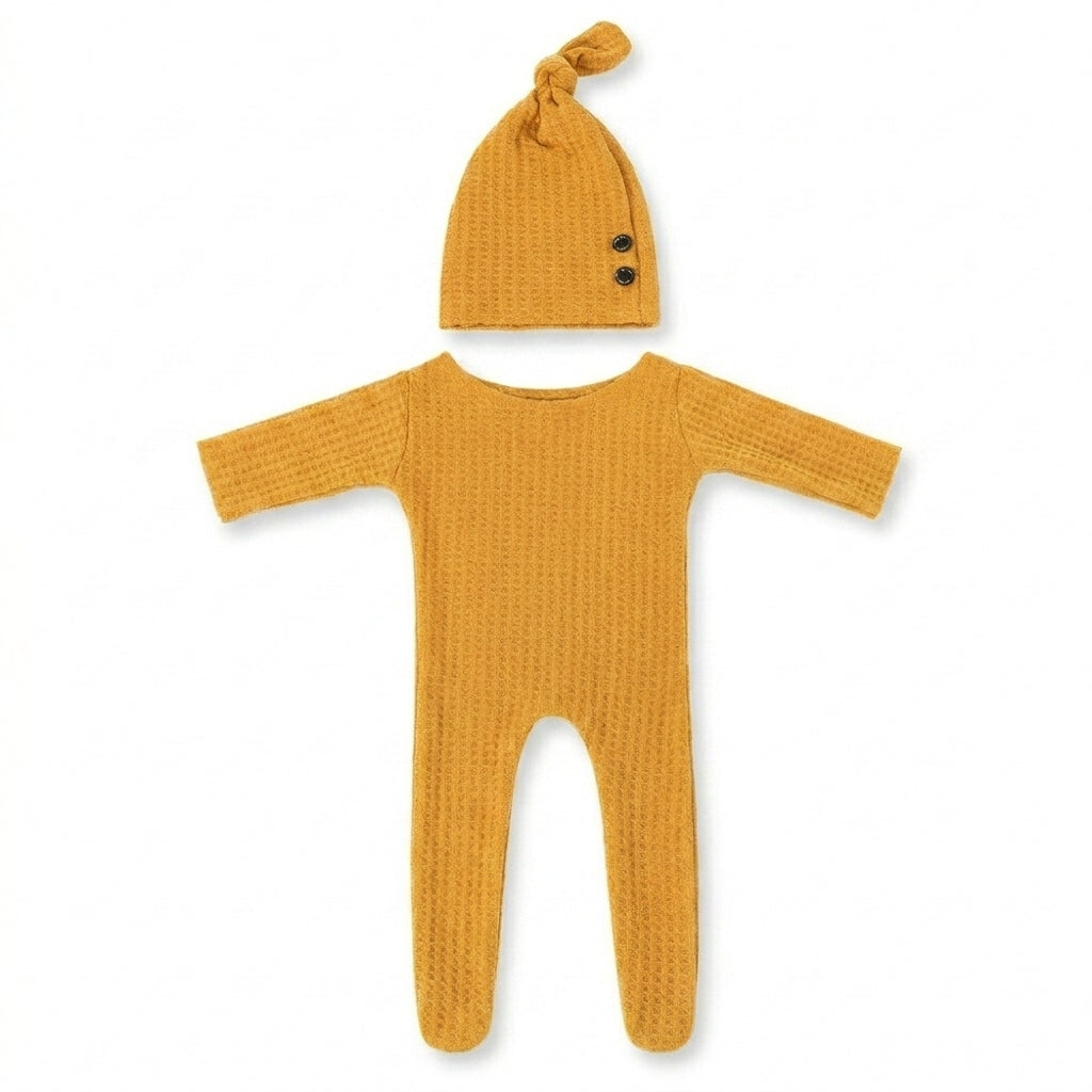 Baby Waffle Knit Jumpsuit Set
