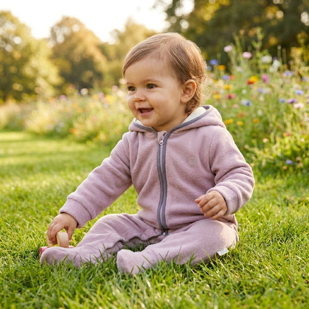 Cotton Fleece Hooded Baby Jumpsuit