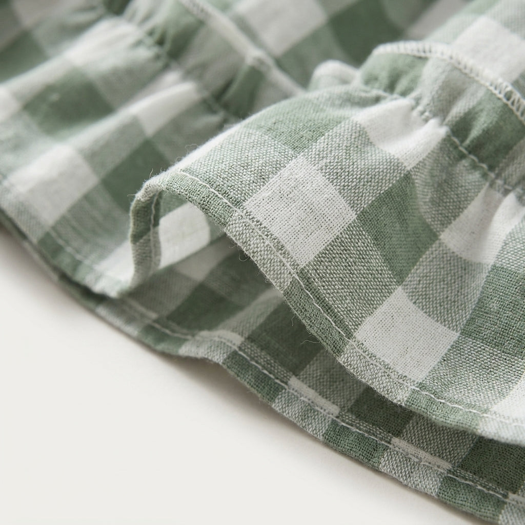 Plaid Baby Romper with Headband