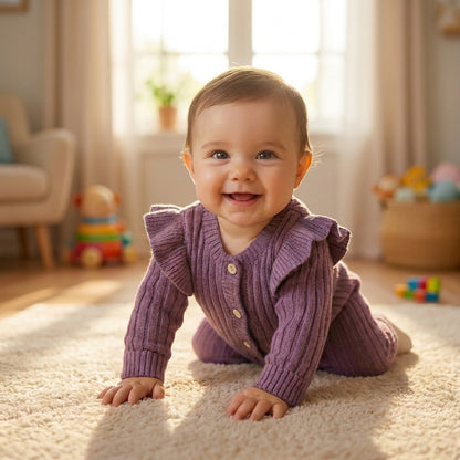 Ruffle Knit Baby Jumpsuit