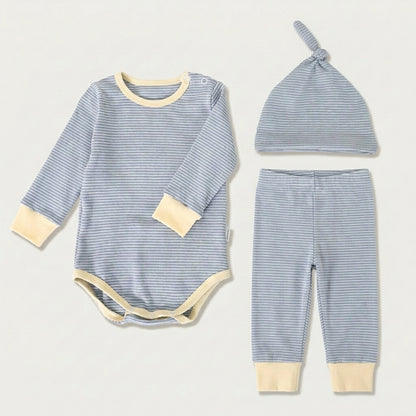 Striped Bodysuit Pants and Hat Set