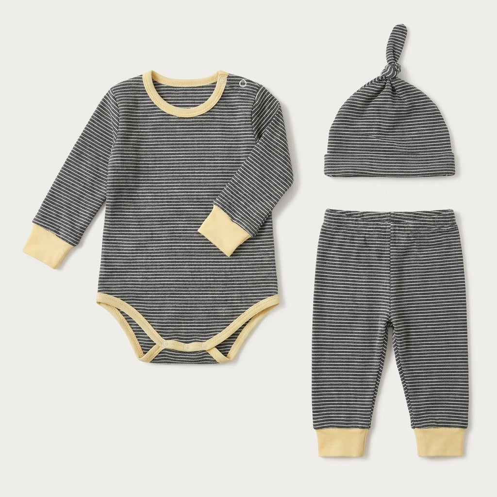 Striped Bodysuit Pants and Hat Set