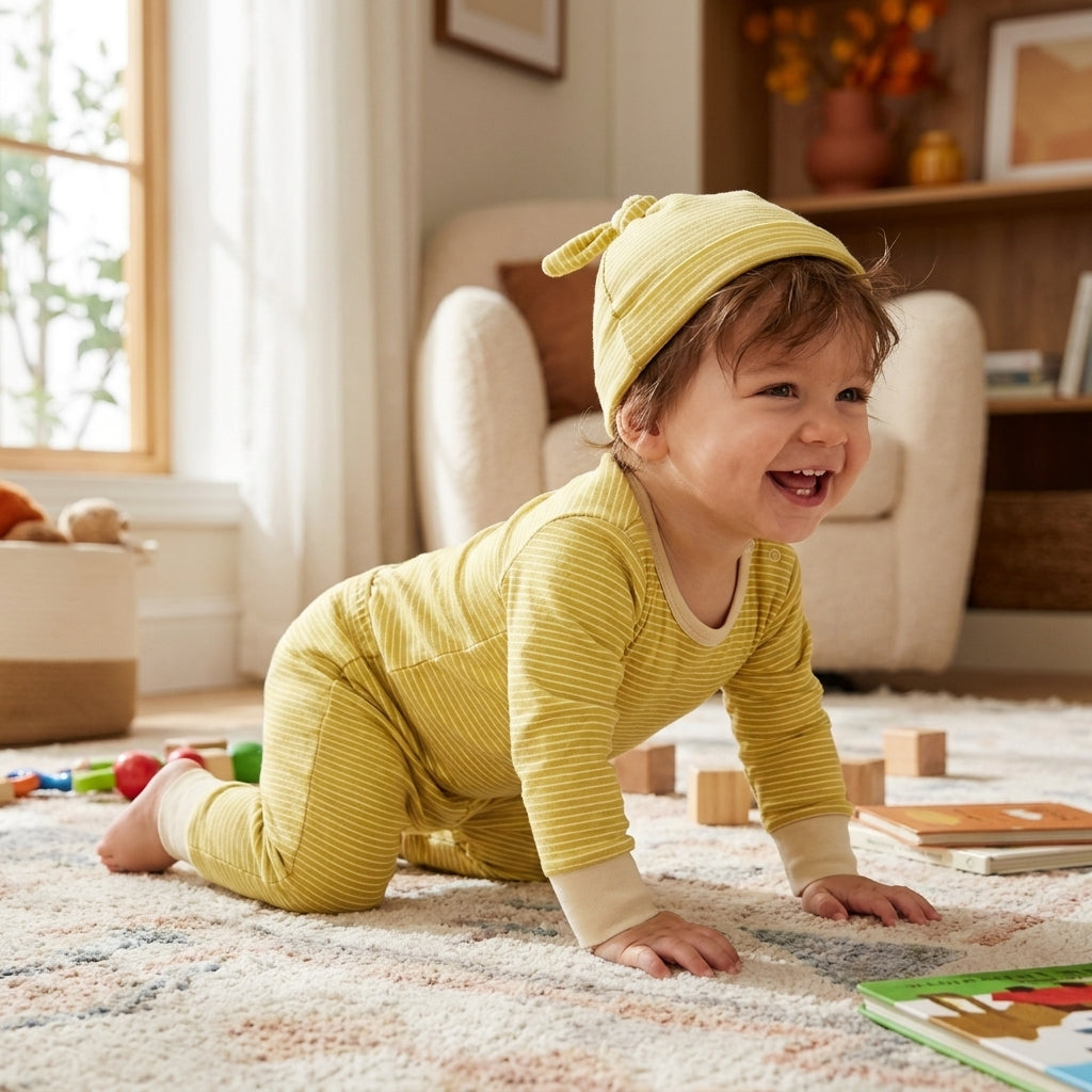 Striped Bodysuit Pants and Hat Set