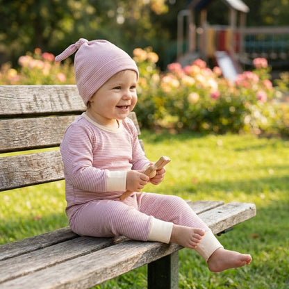 Striped Bodysuit Pants and Hat Set