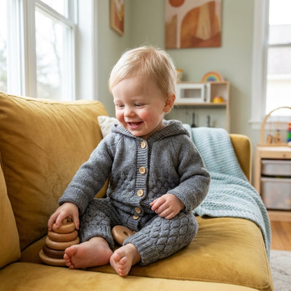 Bear Hood Knitted Romper