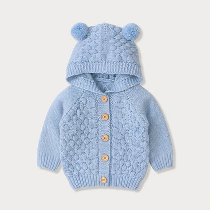 Bear Hood Knit Cardigan