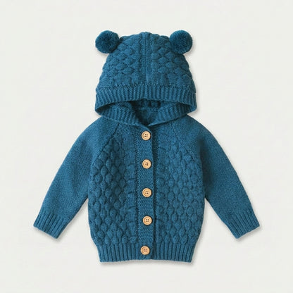 Bear Hood Knit Cardigan